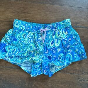 Lilly Pulitzer Blue and Green Patterned Athletic Shorts